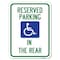 Signmission Reserved Parking in Rear W/ Graphic Heavy-Gauge Alum Rust Proof Parking, 18" x 24", A-1824-23067 A-1824-23067 - alternate 1